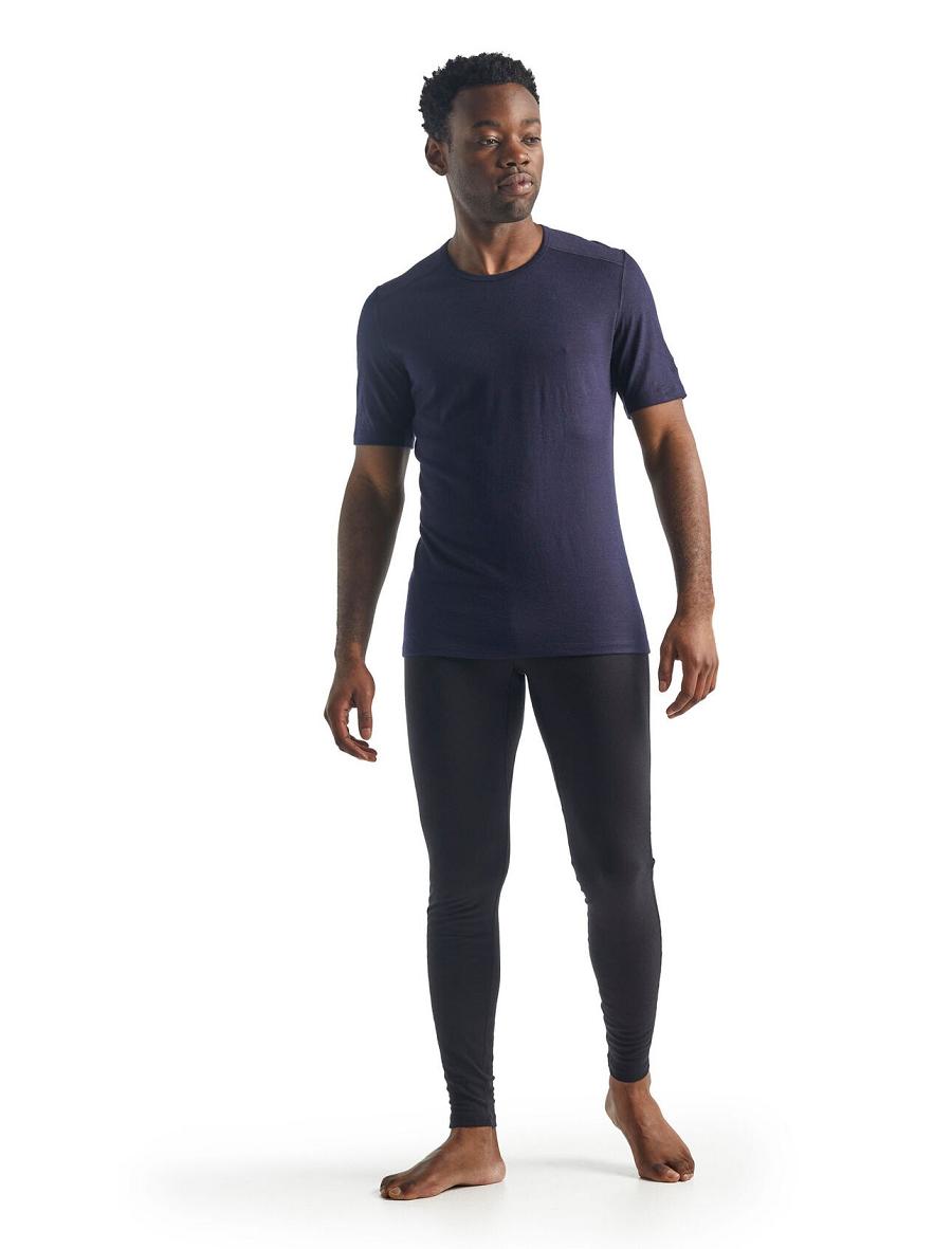 Midnight Navy Icebreaker Merino 200 Oasis Short Sleeve Crewe Thermal Top Men's Base Layers | AU 1388YXFU